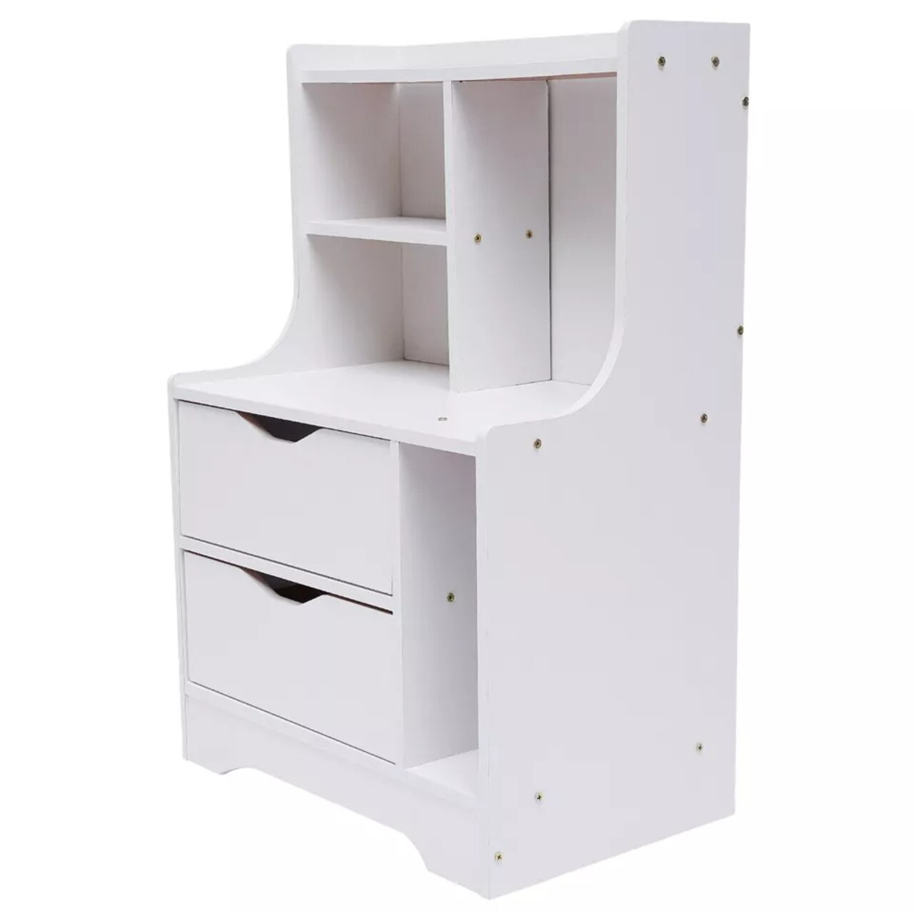 Modern End Side Table Bedroom Bedside Nightstand Cabinet With 2 Storage Drawers